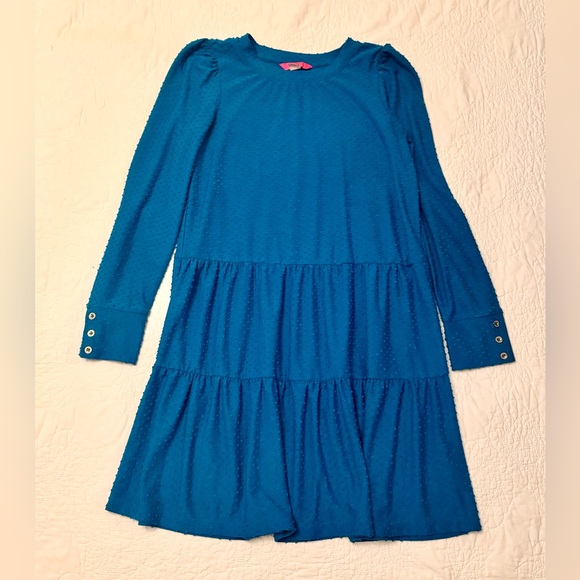 Lilly Pulitzer Teal Bay Arlette Cozy Knit Swiss Dot Mini Dress - Picture 3 of 5